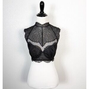 Victorias Secret Size 32DD Goth Ethereal‎ Black Dream Angels High Neck Bra Top